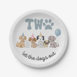 Rosa Zwei Lasse die Hunde-Out-Party-Platte Pappteller