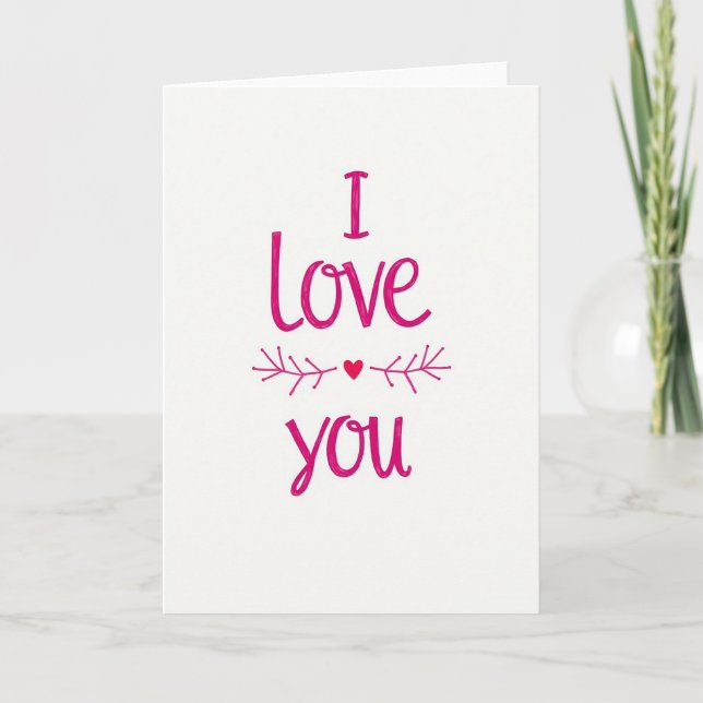 Rosa Zweig Herz Ich liebe Dich Karte (Vorderseite)