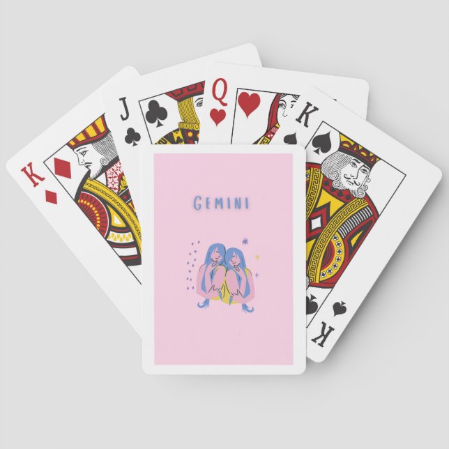 Rosa Zwillinge, Sternzeichen, Sternzeichen-Druck Spielkarten (Rückseite)