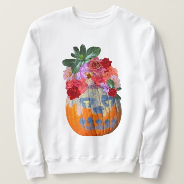 Rosabella Floral Pumpkin Long Sleeve Sweater Sweatshirt (Design vorne)