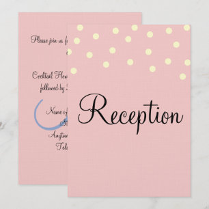 Rosablaues Monogramm-Empfang Einladung