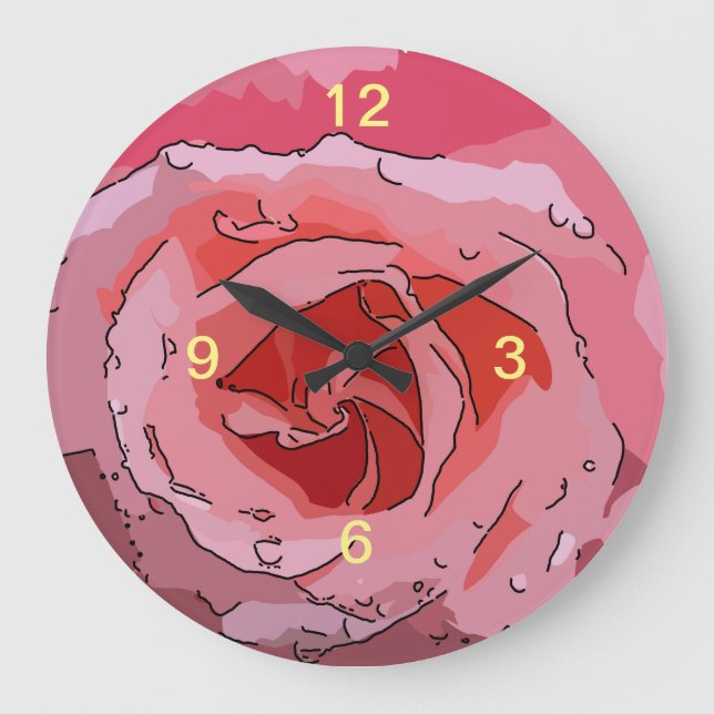 RosaCartoon Große Wanduhr (Vorderseite)