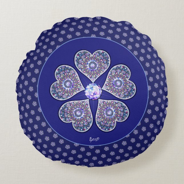 Rosace blau oder rot für baby&child rundes kissen (Vorderseite)