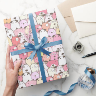 Rosafarben gestapelte Hunde Geschenkpapier