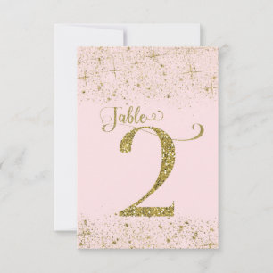 Rosafarben Gold Glitter Tischkarten Nummer 2 Einladung