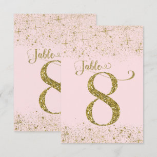 Rosafarben Gold Glitter-Tischkarten Nummer 8 Einladung