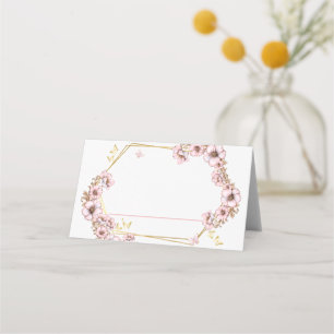 Rosafarben-goldene Schmetterlinge Quinceañera Platzkarte