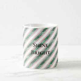 Rosafarben Grün Glitzerstreifen Weihnachten Kaffeetasse