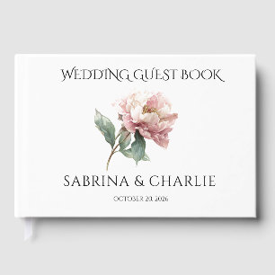 Rosafarben Pfingstrose Elegante Florale Hochzeit Gästebuch