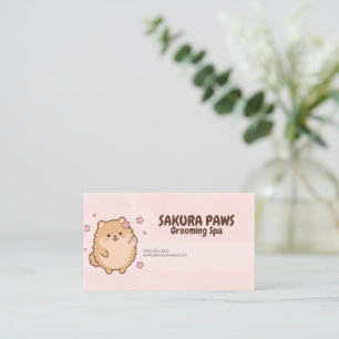 Rosafarben winkender Pomeranian Sakura-Blüte Visitenkarte