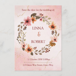 rosafarbene Aquarell-Blumen-Hochzeitseinladung  Einladung