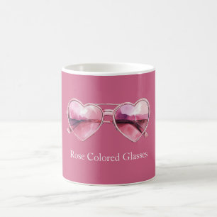 Rosafarbene Brille mit rosa Herzen Kaffeetasse