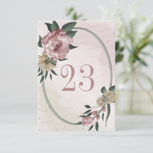 rosafarbene Champagner-Blumen geometrische Tischnu Einladung
