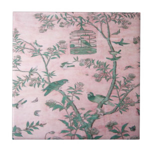 Rosafarbene Chinoiserie Fliese
