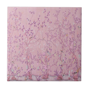 Rosafarbene Chinoiserie Fliese