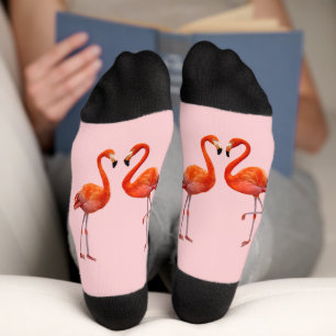 Rosafarbene Flamingos auf hellrosa Crew Socken