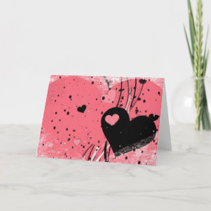 rosafarbene Herzen und schwarze Punkte Valentinsta Feiertagskarte