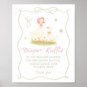 Rosafarbene Muttergans-Babyparty-Windel-Raffle Poster