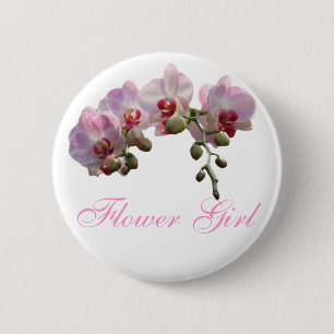 rosafarbene Orchideen-Hochzeits-Anstecknadel Button