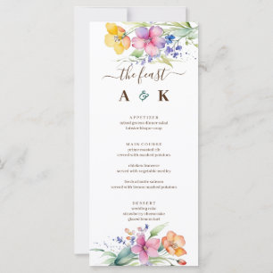 Rosafarbene Pfirsich-Gelbe Blüten Hochzeitsmenü