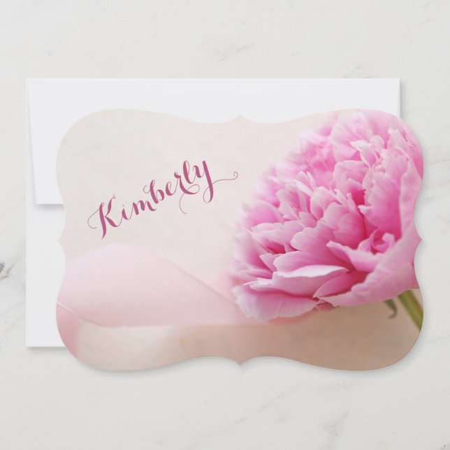 Rosafarbene Pfirsiche mit Bändchenbräune Einladung (Vorderseite)