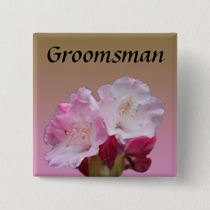 rosafarbene Rhododendron-Blumen-Hochzeitseinladung Button