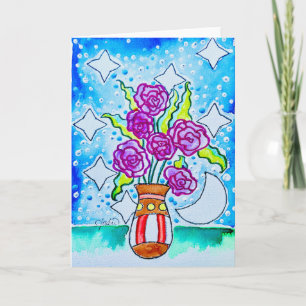 rosafarbene Rosen Karte