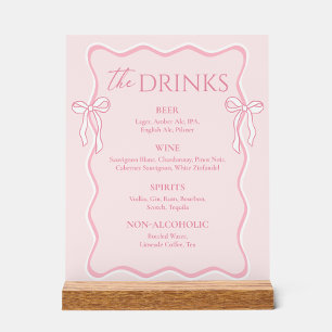 Rosafarbene Schleife zum Knoten Bridal Shower Bar Acrylschild