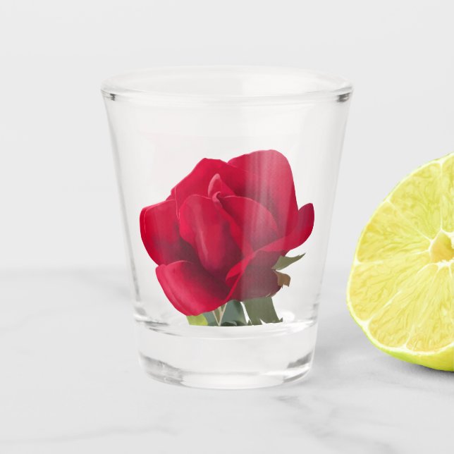Rosafarbene Schnapsglas (Vorderseite)