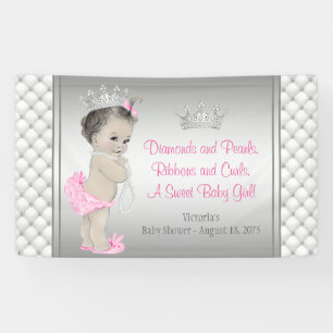 Rosafarbene Silber-Diamant-Perlen-Prinzessin-Baby- Banner