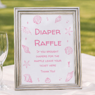 Rosafarbene Strand-Baby-Shower-Windel-Raffel Poster