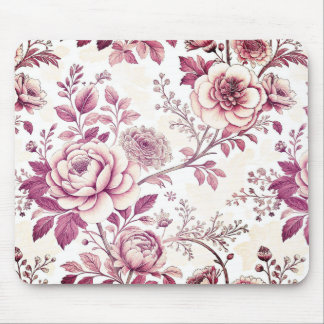 rosafarbene und dunkelrote Blumen Mousepad