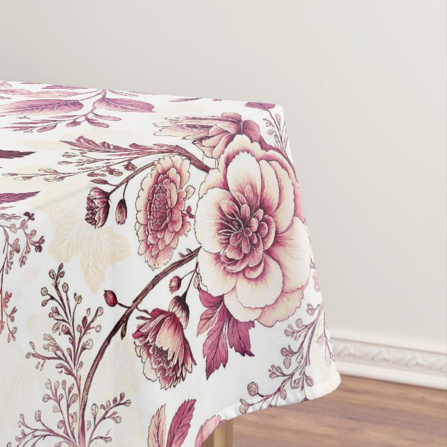 rosafarbene und dunkelrote Blumen Tischdecke (Beispiel)