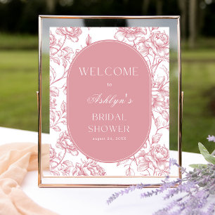 Rosafarbene weiße Chinoiserie-Hochzeitsdusche-Will Poster