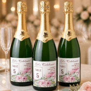 Rosafarbene Welle und florale Tischnummer - funkel