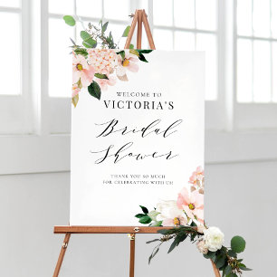 Rosafarbenen Magnolien-Hochzeitsdusche Willkommen Poster