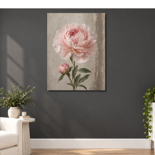 Rosafarbenen Pfingstrosenblüten mit Knospe Botanis Poster
