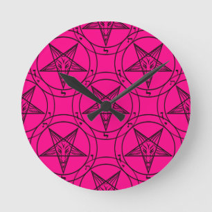 rosafarbener Baphomet Runde Wanduhr