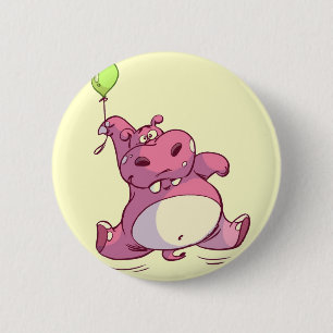 Rosafarbener Geburtstags-Nilpferd-Anstecker Button