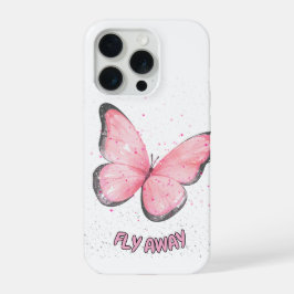 rosafarbener Glitter-Schmetterling iPhone 15 Pro Hülle