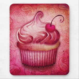rosafarbener Paisley-Cupcake Mousepad