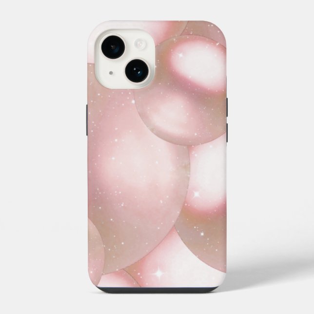 rosafarbener Perlen-Ästhetik-iPhone-14-Case. iPhone Hülle (Rückseite)