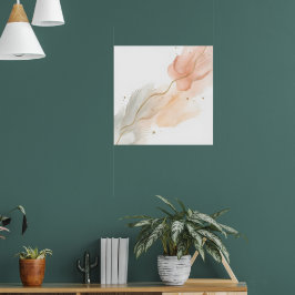 Rosafarbenes abstraktes florales Gold-Kunstposter Poster