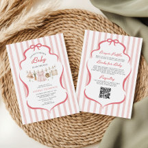Rosafarbenes Babyparty-Bogenband mit Streifen aus