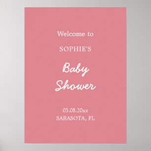 Rosafarbenes Babyparty-Willkommensposter Poster