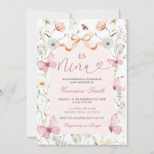 Rosafarbenes Band Spanisch Es Nina Baby Shower Einladung