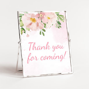 Rosafarbenes Blumen-Frühlings-Dankeschön-fürs-Komm Poster