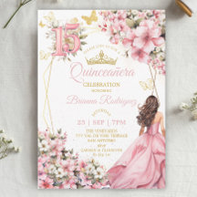 Rosafarbenes Blumen-Gold-Schmetterlinge Quinceañer