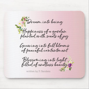 Rosafarbenes Blumengedicht Traum (von mir geschrie Mousepad