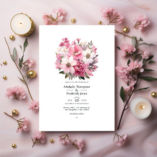 Rosafarbenes Blumenhochzeit Einladung